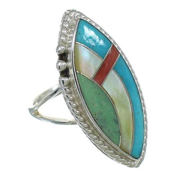 Southwestern Multicolor Genuine Sterling Silver Ring Size 6-1/2 YX84030